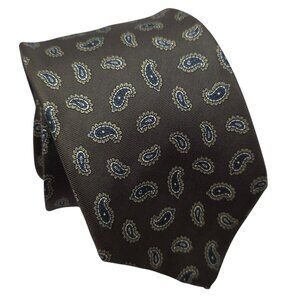 Christopher Hart Brown w/ Blue Paisley Silk Tie Elegant Design Mens Accessory